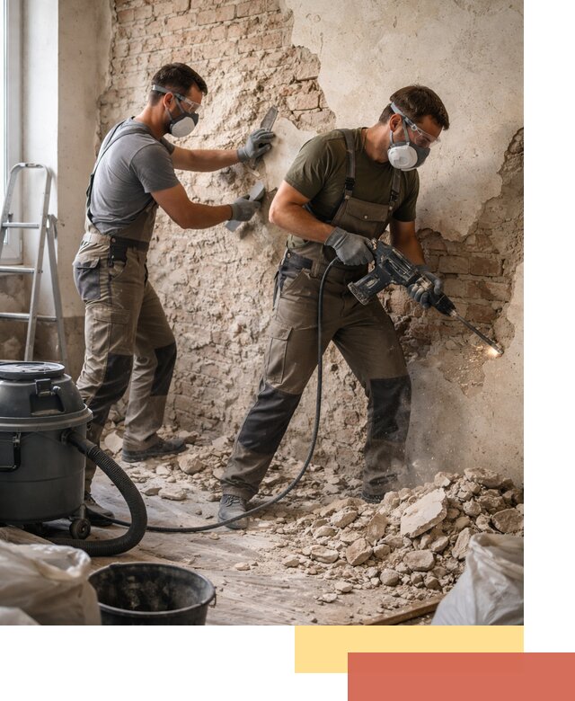 Демонтаж штукатурки со стен в Нижнекамске быстро и аккуратно