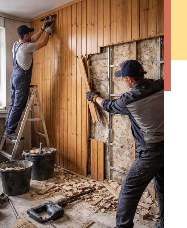 Демонтаж вагонки со стен в Нижнекамске от 1470 руб. — снятие, удаление, срочно | ОТДЕЛОЧНИК-Нжм