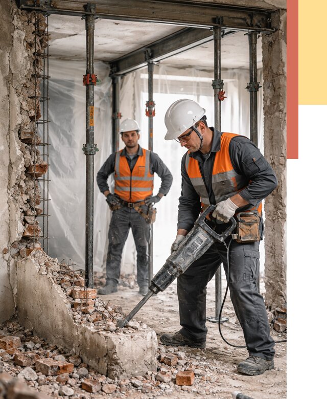 Снос несущих стен в Нижнекамске от 10392 руб. — демонтаж несущей стены под ключ | ОТДЕЛОЧНИК-Нжм