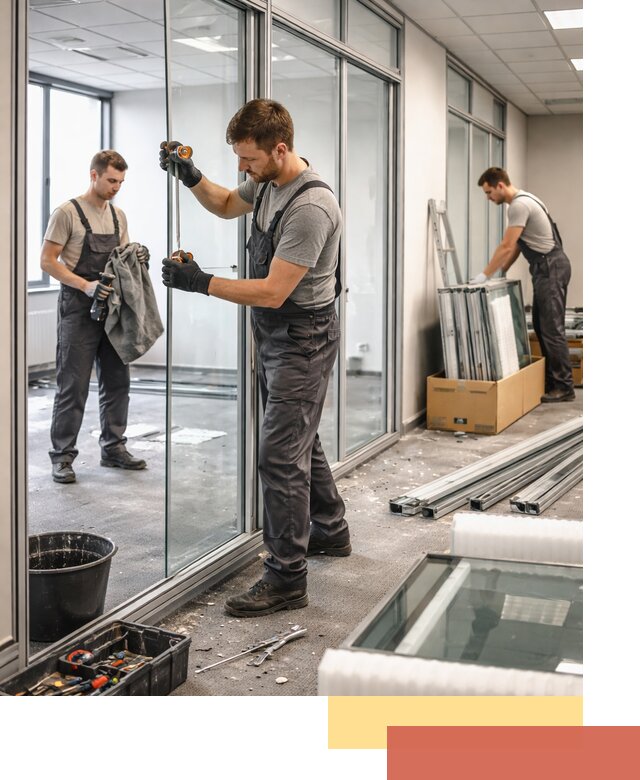 Демонтаж стеклянных перегородок в Нижнекамске быстро и безопасно