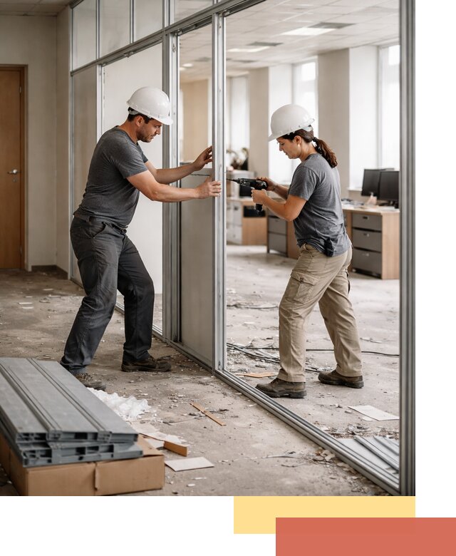 Демонтаж алюминиевых перегородок в Нижнекамске быстро и аккуратно