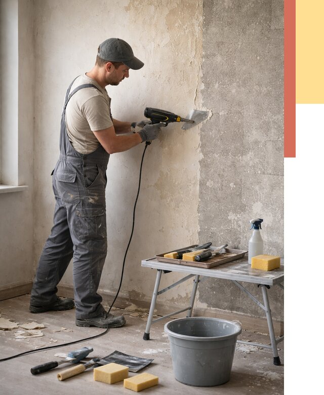 Очистка стен от клея в Нижнекамске от 1876 руб. — снятие и удаление клея со стен | ОТДЕЛОЧНИК-Нжм