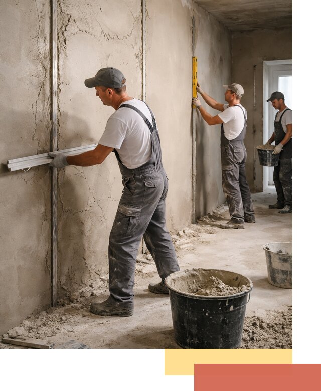 Штукатурка стен по маякам в Нижнекамске — точная и ровная поверхность