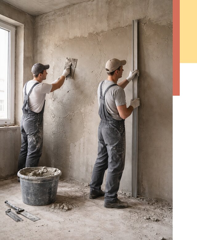 Штукатурка бетонных стен в Нижнекамске от 4563 руб/м² — качественно и быстро | ОТДЕЛОЧНИК-Нжм