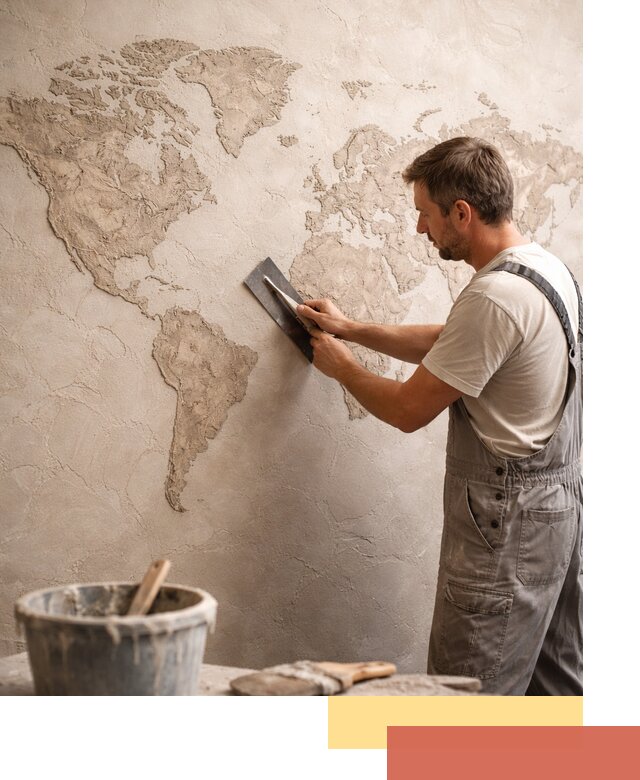 Декоративная штукатурка «Карта мира» под ключ в Нижнекамске