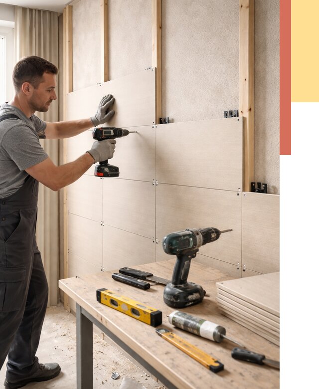 Монтаж МДФ панелей на стены в Нижнекамске от 1267 руб. под ключ | ОТДЕЛОЧНИК-Нжм