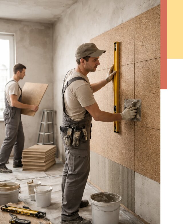 Монтаж пробковых панелей на стены в Нижнекамске от 3549 руб. — ОТДЕЛОЧНИК-Нжм