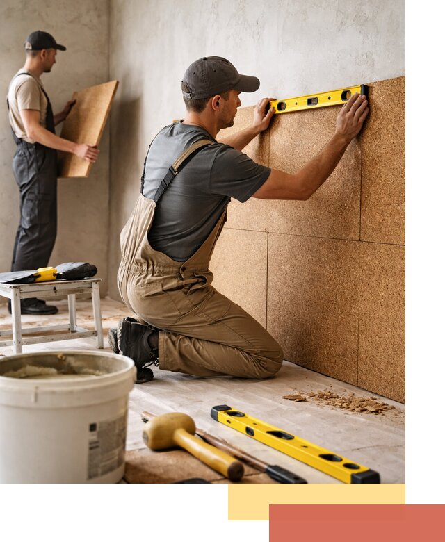 Монтаж пробковых панелей на стены в Нижнекамске быстро и качественно