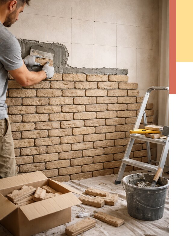 Монтаж декоративного кирпича в Нижнекамске от 3244 руб./м² — быстро и недорого | ОТДЕЛОЧНИК-Нжм