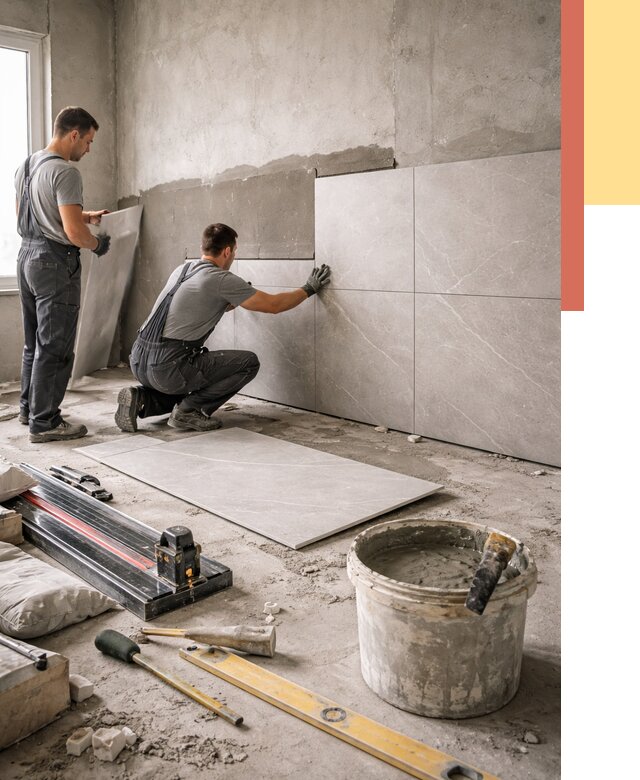 Облицовка стен керамогранитом в Нижнекамске от 4258 руб./м² — услуги под ключ | ОТДЕЛОЧНИК-Нжм