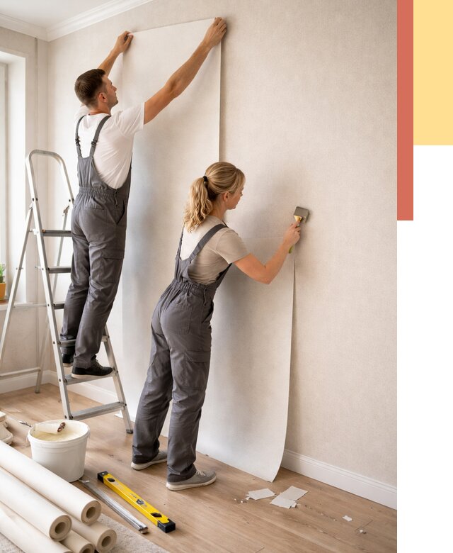 Поклейка флизелиновых обоев в Нижнекамске от 6083 руб. | Быстро и недорого — ОТДЕЛОЧНИК-Нжм