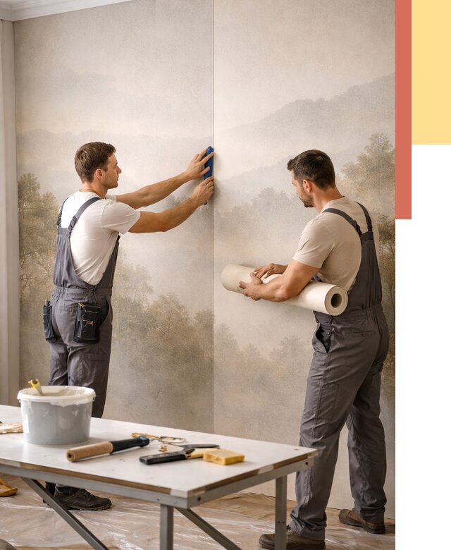 Поклейка фотообоев в Нижнекамске от 8618 руб/м² — быстро и недорого | ОТДЕЛОЧНИК-Нжм