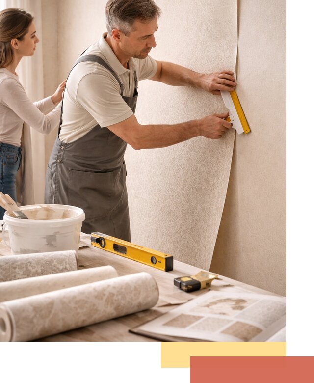 Поклейка обоев с подбором рисунка в Нижнекамске