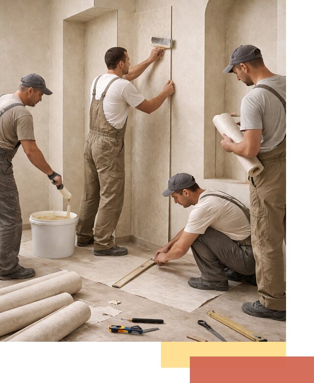 Поклейка обоев на сложные стены и неровные поверхности в Нижнекамске