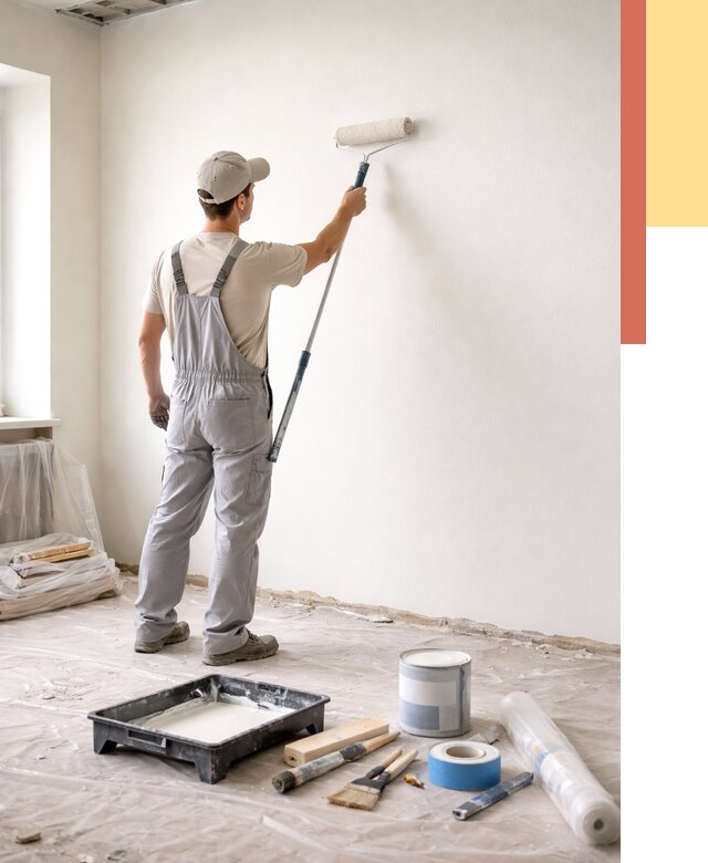 Покраска стен водоэмульсионной краской в Нижнекамске от 456 руб. за м² | ОТДЕЛОЧНИК-Нжм