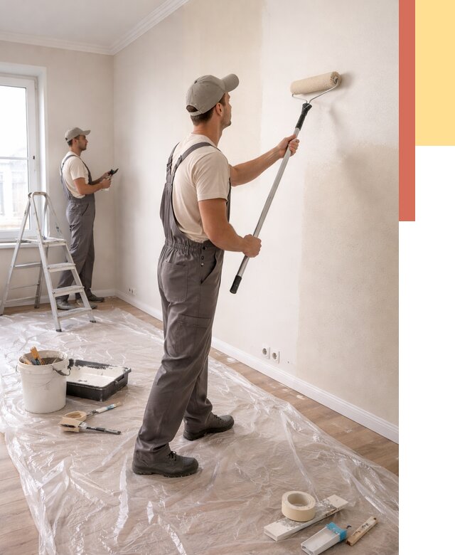 Покраска стен акриловой краской в Нижнекамске от 3549 руб./м² — быстро и недорого | ОТДЕЛОЧНИК-Нжм