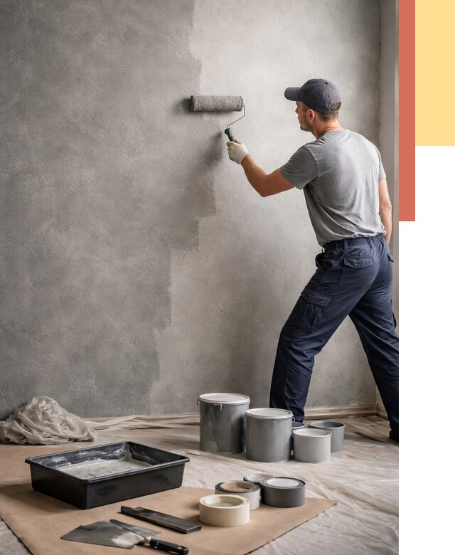 Покраска стен под бетон в Нижнекамске от 659 руб. за м2 — быстро и недорого | ОТДЕЛОЧНИК-Нжм