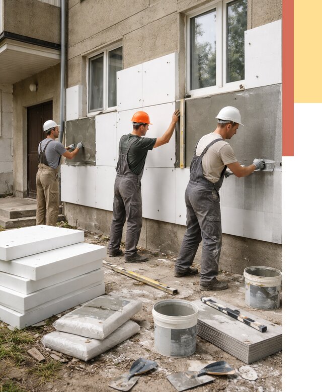 Утепление стен пенопластом в Нижнекамске от 1774 руб. — недорого и под ключ | ОТДЕЛОЧНИК-Нжм