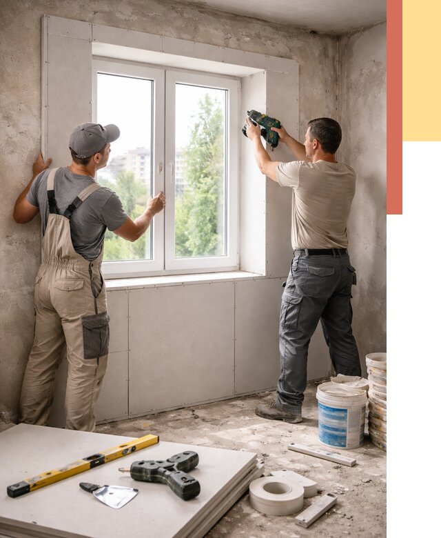 Монтаж откосов из гипсокартона в Нижнекамске от 4563 руб. под ключ | ОТДЕЛОЧНИК-Нжм