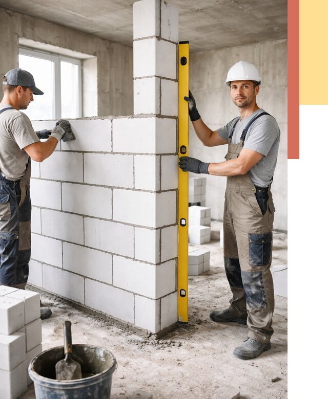 Кладка перегородок из пеноблока в Нижнекамске от 1825 руб. под ключ | ОТДЕЛОЧНИК-Нжм