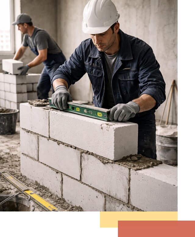 Кладка перегородок из пеноблока под ключ в Нижнекамске