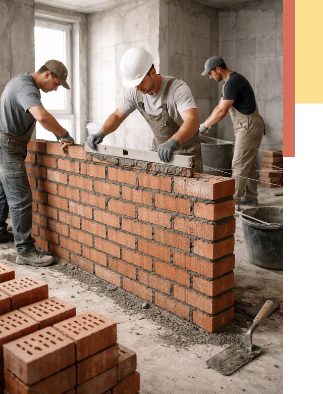 Кладка перегородок из кирпича в Нижнекамске от 3549 руб. за м² | ОТДЕЛОЧНИК-Нжм