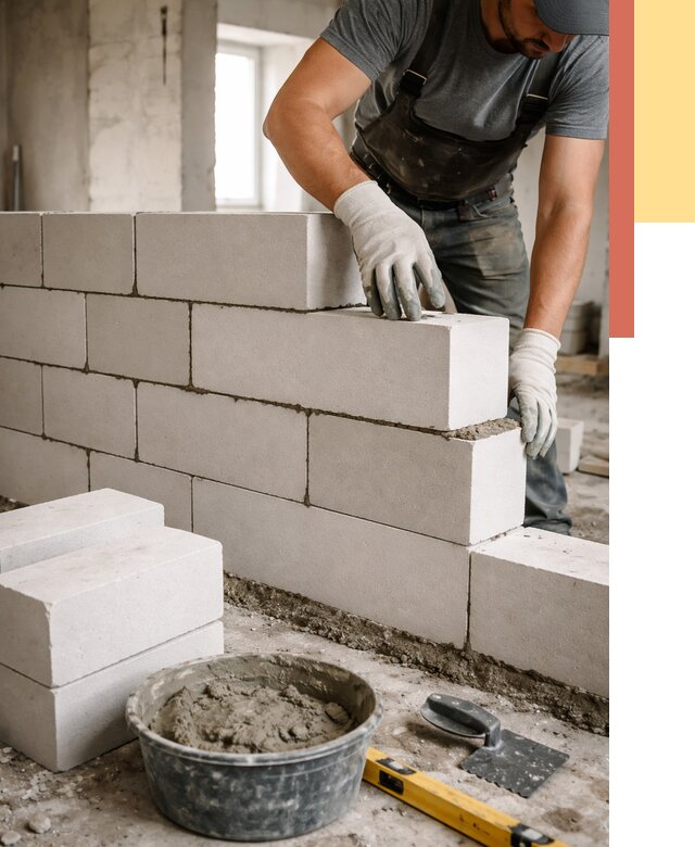 Кладка перегородок из силикатного блока в Нижнекамске от 4056 руб. под ключ | ОТДЕЛОЧНИК-Нжм