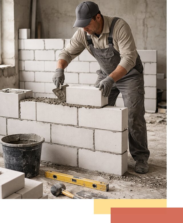 Кладка перегородок из силикатного блока в Нижнекамске