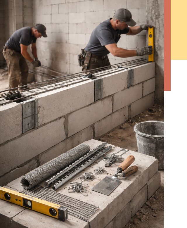 Армирование кладки перегородок в Нижнекамске от 760 руб. под ключ | ОТДЕЛОЧНИК-Нжм