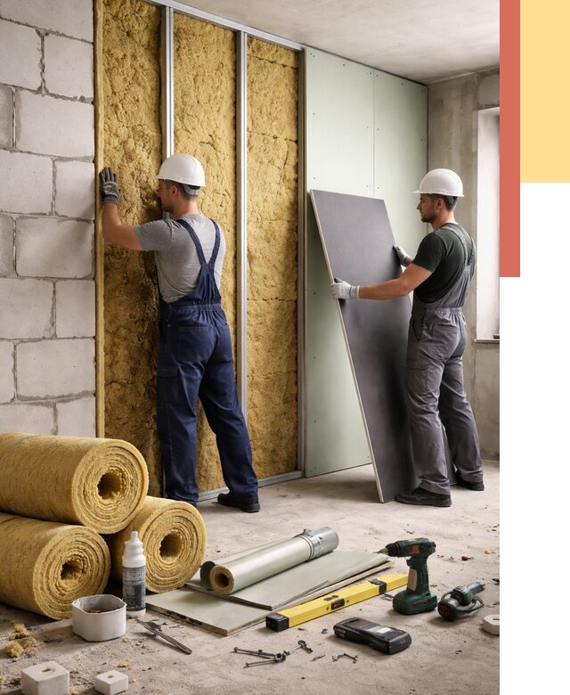 Шумоизоляция перегородок из блоков в Нижнекамске от 1876 руб./м² — быстро и недорого | ОТДЕЛОЧНИК-Нжм