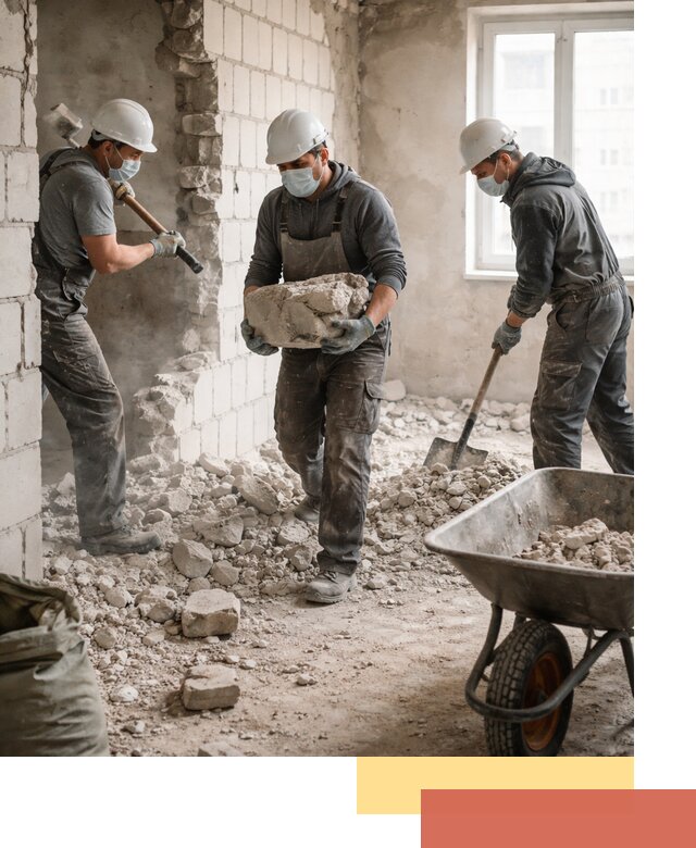 Демонтаж блочных перегородок в Нижнекамске быстро и аккуратно