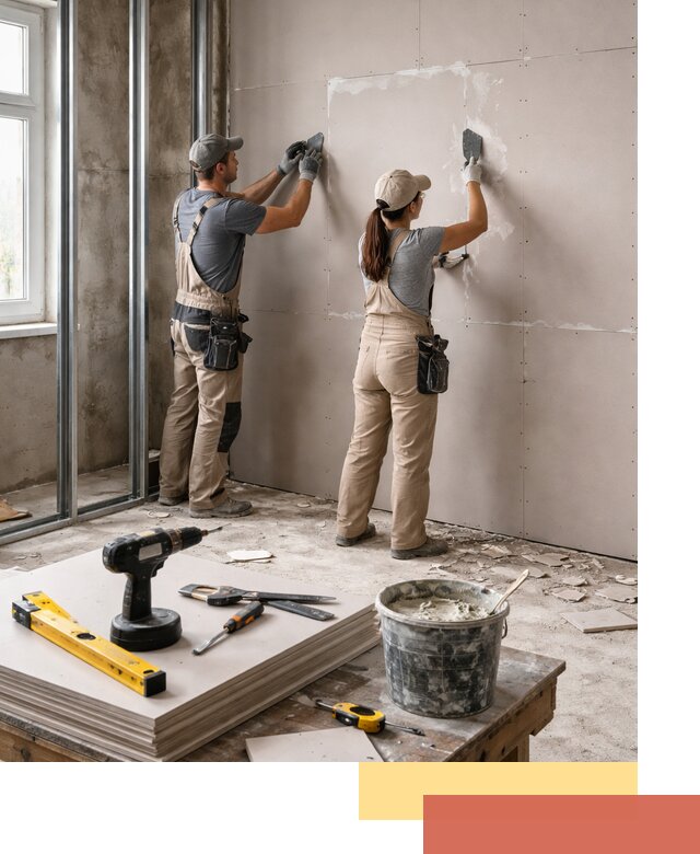 Монтаж двухслойной перегородки из гипсокартона в Нижнекамске