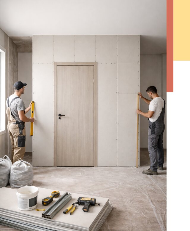 Перегородка из гипсокартона с дверью в Нижнекамске от 4563 руб. под ключ | ОТДЕЛОЧНИК-Нжм