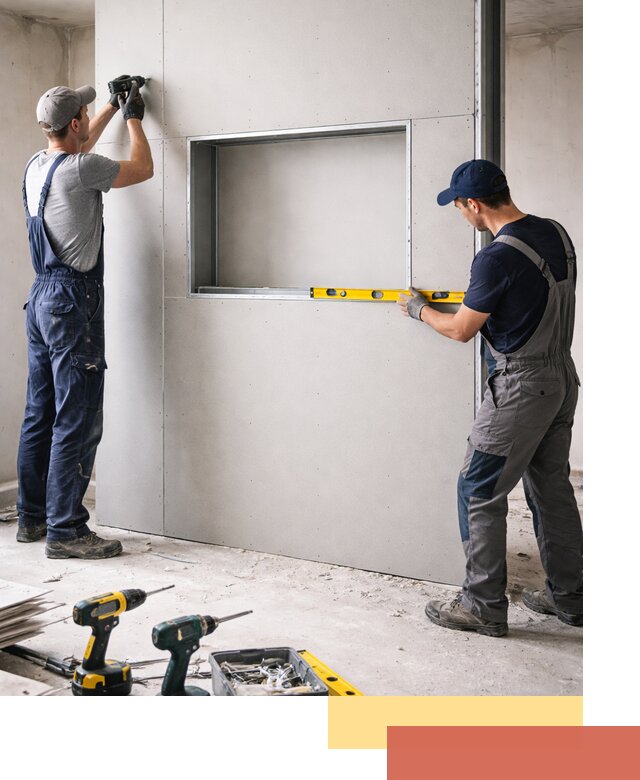 Перегородка из гипсокартона с нишей под декор в Нижнекамске