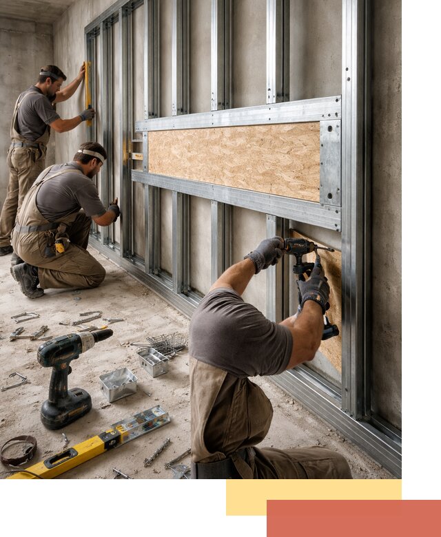 Усиленная перегородка для крепления тяжёлых конструкций в Нижнекамске