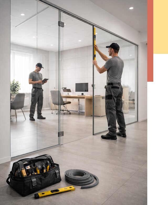 Цельностеклянные перегородки под ключ в Нижнекамске от 9632 руб. — монтаж и цены | ОТДЕЛОЧНИК-Нжм