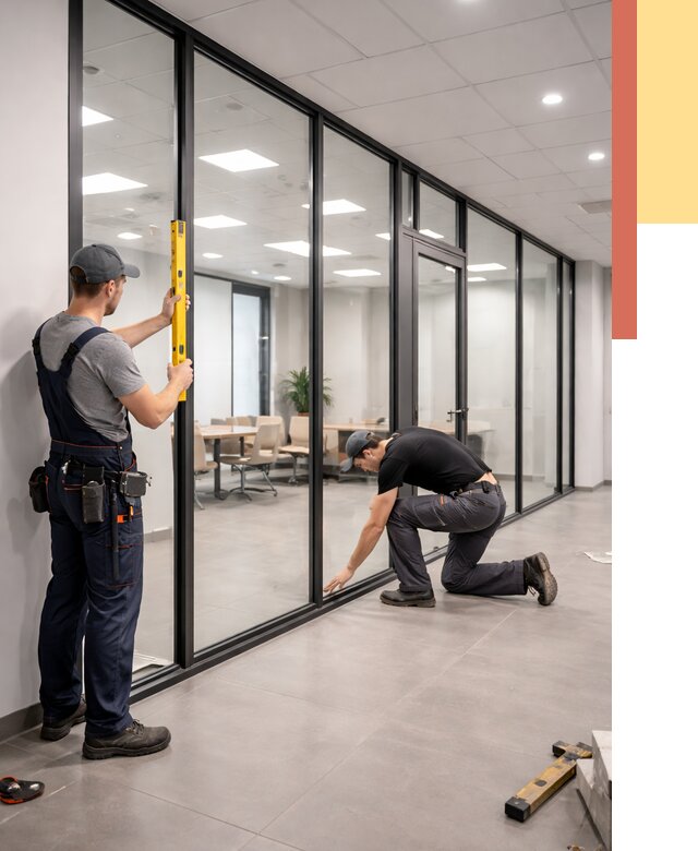 Каркасные стеклянные перегородки в Нижнекамске под ключ от 9328 руб. | ОТДЕЛОЧНИК-Нжм