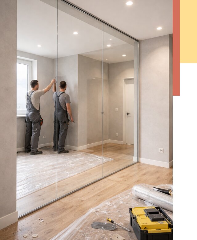 Безрамные стеклянные перегородки в Нижнекамске — монтаж от 9632 руб. | ОТДЕЛОЧНИК-Нжм