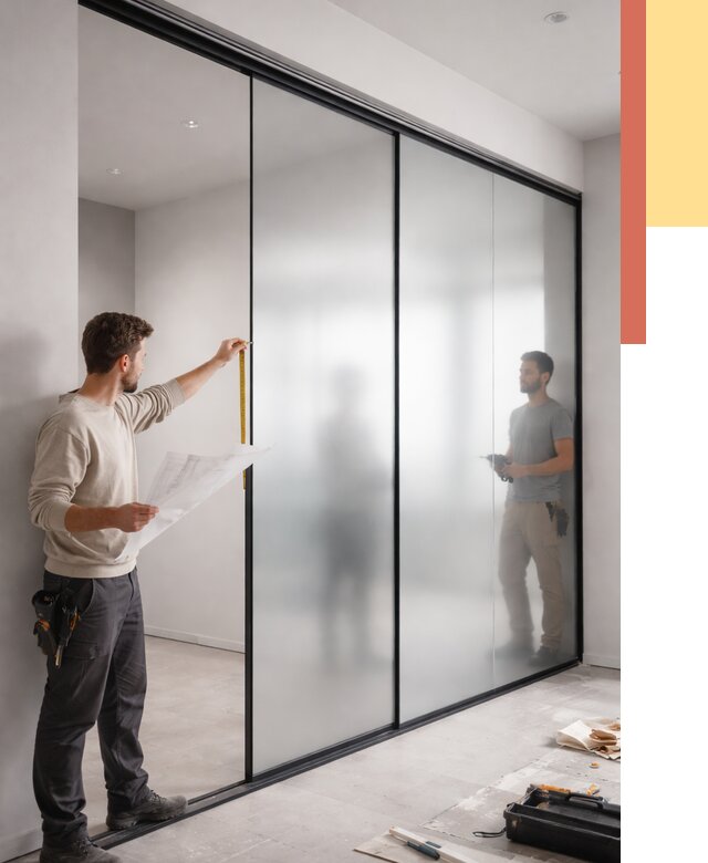 Матовые стеклянные перегородки в Нижнекамске от 8618 руб. — монтаж и установка | ОТДЕЛОЧНИК-Нжм