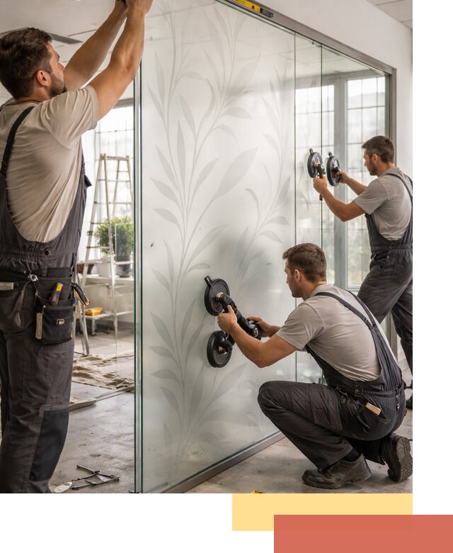 Стеклянные перегородки с рисунком на заказ в Нижнекамске