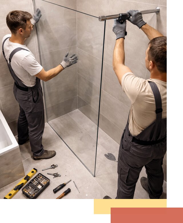 Стеклянные перегородки для душа в Нижнекамске — изготовление и монтаж