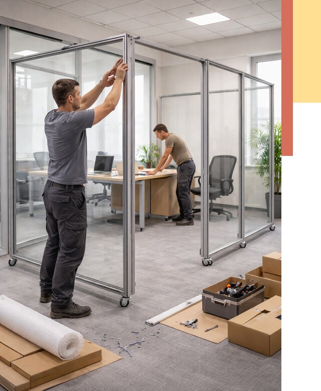 Мобильные офисные перегородки в Нижнекамске от 12674 руб. — установка под ключ | ОТДЕЛОЧНИК-Нжм