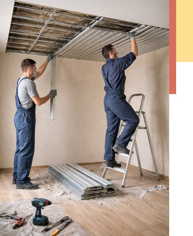 Демонтаж реечного потолка в Нижнекамске от 4563 руб. быстро и недорого | ОТДЕЛОЧНИК-Нжм