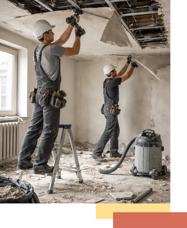 Демонтаж гипсокартонного потолка в Нижнекамске быстро и аккуратно