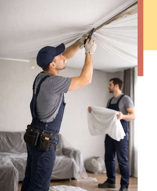 Демонтаж натяжного потолка в Нижнекамске от 4563 руб. — снятие и разбор под ключ | ОТДЕЛОЧНИК-Нжм