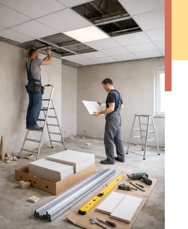 Монтаж потолка армстронг в Нижнекамске от 4563 руб/м2 — быстрая установка под ключ | ОТДЕЛОЧНИК-Нжм