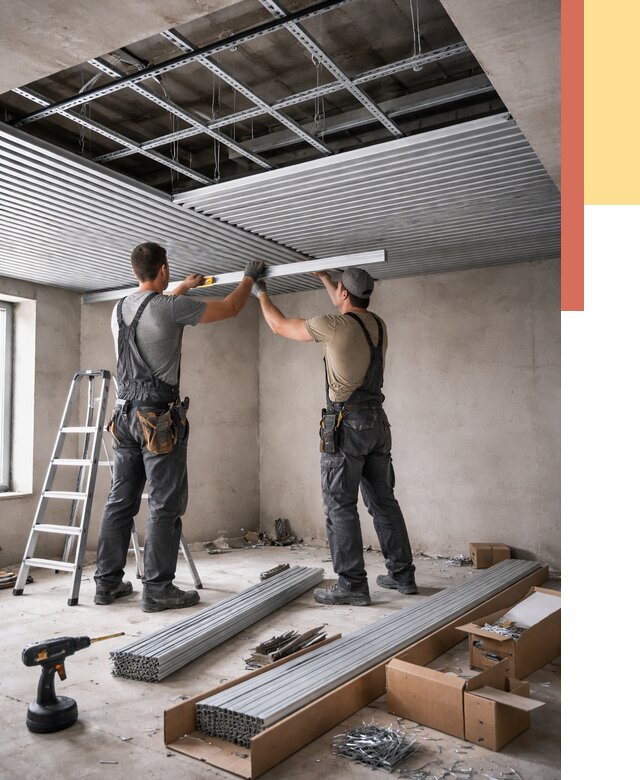 Монтаж реечного потолка в Нижнекамске от 4563 руб. под ключ | ОТДЕЛОЧНИК-Нжм