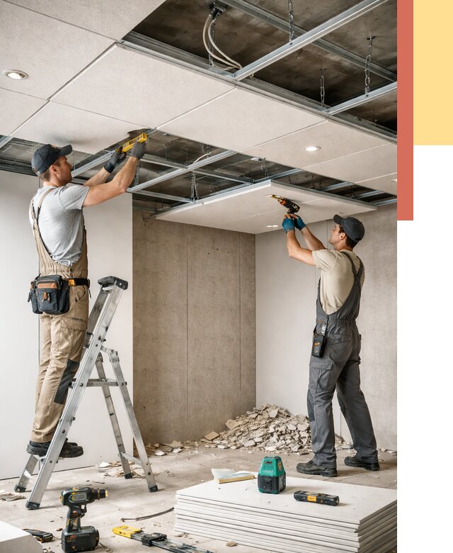 Монтаж акустического потолка в Нижнекамске от 6590 руб/м2 — быстро и недорого | ОТДЕЛОЧНИК-Нжм