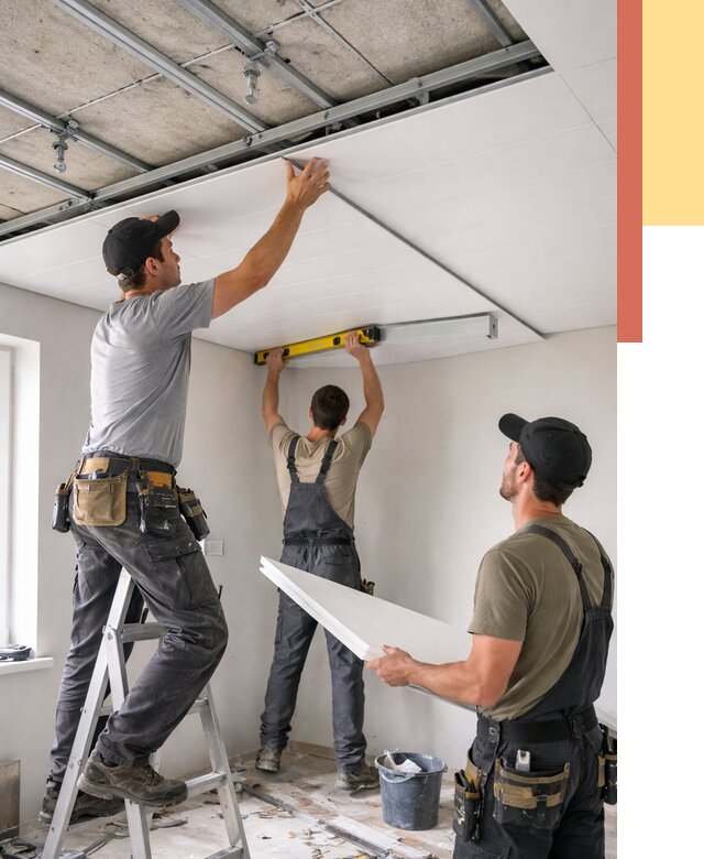 Монтаж потолка из ПВХ панелей в Нижнекамске от 3549 руб./м2 — быстро и недорого | ОТДЕЛОЧНИК-Нжм