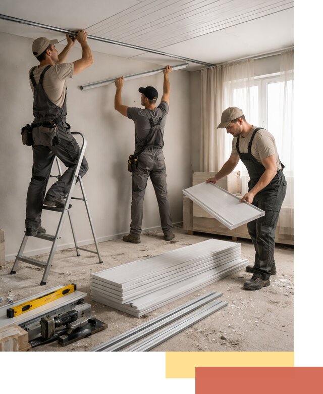 Монтаж потолка из ПВХ панелей в Нижнекамске оперативно и качественно